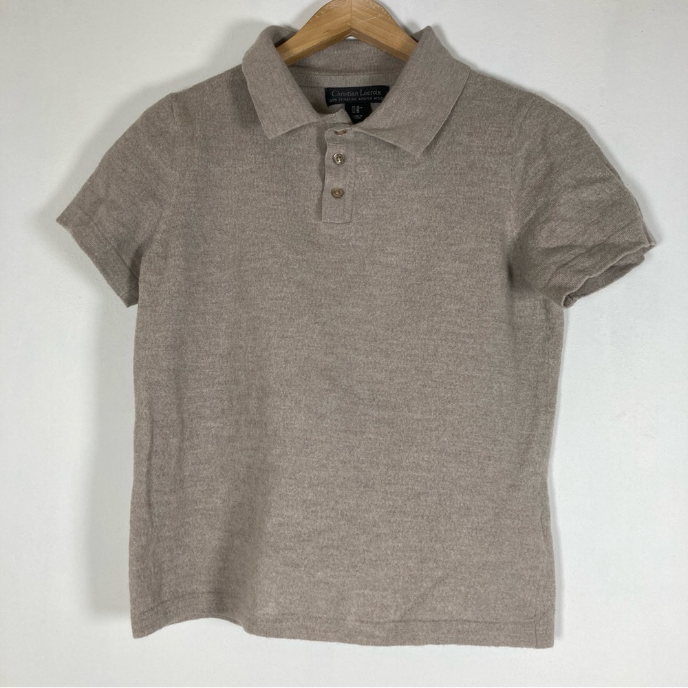 Christian Lacroix Shirt Sweater Men’s Beige Size M Extra fino Merino Wool - Picture 14 of 16